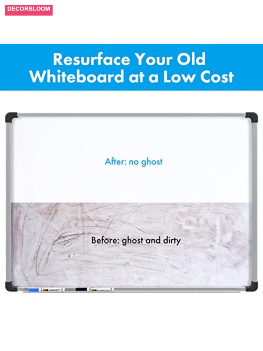 Peel and Stick Dry Erase Board 18x39 Magnetic Whiteboard Sticker with Markers - Picture 4 of 5